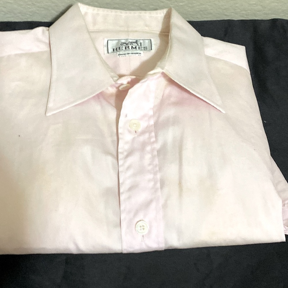 Pink Hermes dress shirt worn once just picked up from dry cleaners